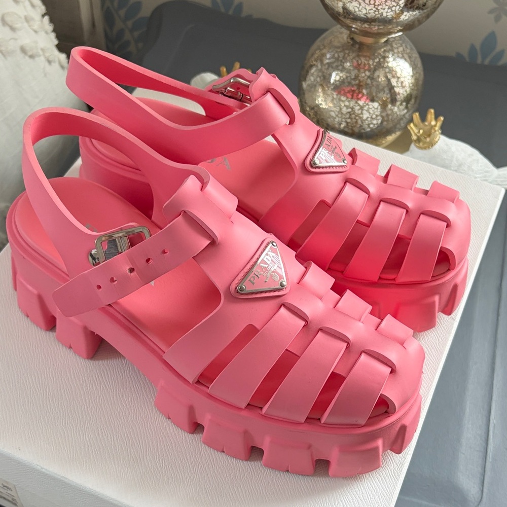 Prada Pink Chunky cage Sandals size 9